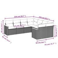 8-delige Loungeset met kussens poly rattan zwart - thumbnail