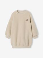 Jurk van sherpa voor meisjes met geborduurde details vanille - thumbnail