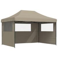 Partytent inklapbaar pop-up met 3 zijwanden taupe - thumbnail
