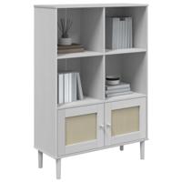 Boekenkast SENJA rattan-look 90x35x130 cm grenenhout wit - thumbnail