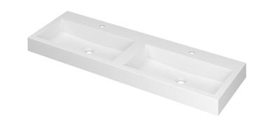 INK Wastafel Momento Polystone dubbel met 2 kraangaten 140 cm x 45 cm x 9 cm Mat wit 3421351