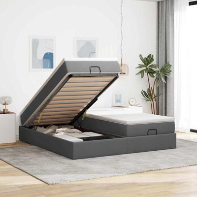 Ottoman bed met matrassen 180x200cm stof donkergrijs