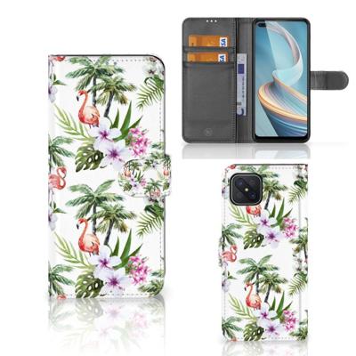 OPPO Reno4 Z | Telefoonhoesje | Met pasjeshouder | Flamingo Palms OPPO Reno4 Z | Telefoonhoesje | Met pasjeshouder | Flamingo Palms