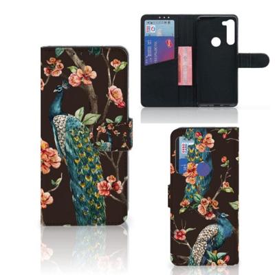 Motorola G8 Power | Telefoonhoesje | Met pasjeshouder | Pauw met Bloemen Motorola G8 Power | Telefoonhoesje | Met pasjeshouder | Pauw met Bloemen