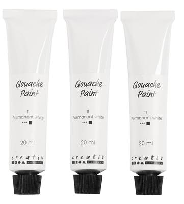 Creativ Company Gouacheverf, wit, 3x20 ml/ 1 doos Creativ Company Gouacheverf, wit, 3x20 ml/ 1 doos