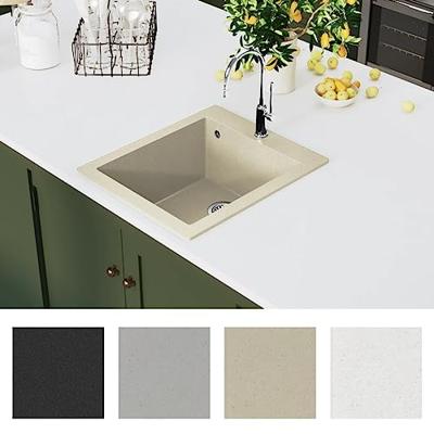 VidaXL Gootsteen enkele bak graniet beige