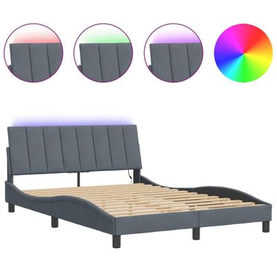 Bedframe met LED-verlichting fluweel donkergrijs 140x200 cm
