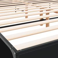 Bedframe bewerkt hout metaal zwart 200x200 cm - thumbnail