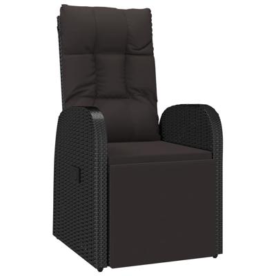 7-delige Tuinset met kussens poly rattan zwart - thumbnail
