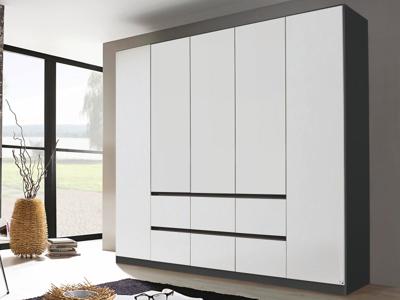 Kast MALIS 5 deuren 6 lades alpine wit/metaalgrijs