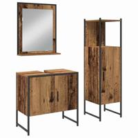Badkamermeubelset met plank met opslag 3 pcs Bruin Bewerkt hout - thumbnail