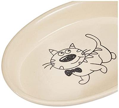 Nobby Katten keramische schaal ovaal, crème/beige, 17 x 11 x 2,5 cm