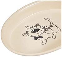 Nobby Katten keramische schaal ovaal, crème/beige, 17 x 11 x 2,5 cm - thumbnail