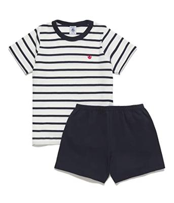 Katoenen gestreepte pyjama voor kleine jongens - PETIT BATEAU marineblauw gestreept