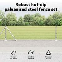 VidaXL Afrasteringspaal zilver 10 x 0,4 m (19 x 19 mm gaas) staal - thumbnail