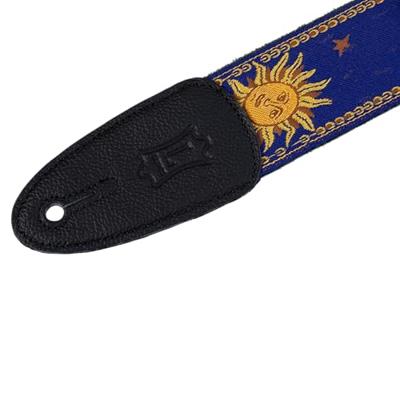 Levys Leathers MPJG-SUN-BLU geweven gitaarband met print - blauw met zon Levys Leathers MPJG-SUN-BLU geweven gitaarband met print - blauw met zon