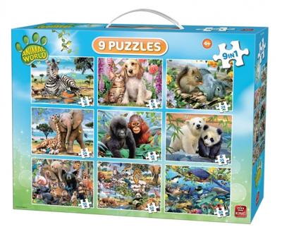 King Animal World 9in1 Puzzle Pack Legpuzzel 12 stuk(s)