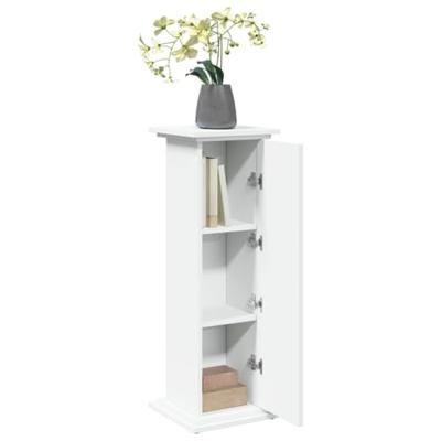 Sokkel met opbergruimte 31x30x90 cm bewerkt hout wit - thumbnail