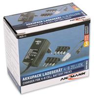 Ansmann ACS 48-batterijpakket - batterijlader voor 4-8-cel NiMH-batterijen RC-oplader met 8 aansluitingen en Tamiya-adapter voor het opladen van modelbatterijen, batterijen, zwart - thumbnail