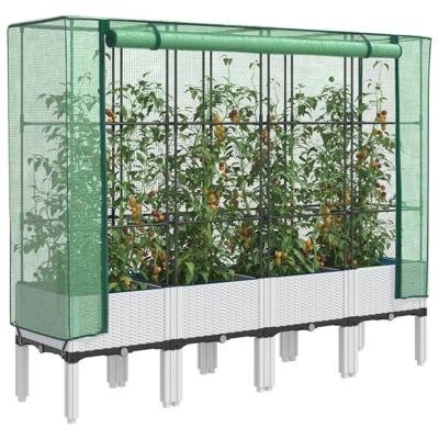 VidaXL Plantenbak verhoogd met kashoes 160x40x140 cm rattanlook VidaXL Plantenbak verhoogd met kashoes 160x40x140 cm rattanlook