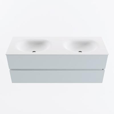 MONDIAZ VICA 130cm badmeubel onderkast Clay 2 lades. Wastafel MOON dubbel 2 kraangaten, kleur Talc.