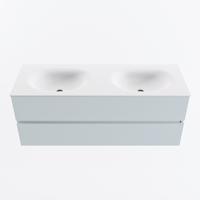 MONDIAZ VICA 130cm badmeubel onderkast Clay 2 lades. Wastafel MOON dubbel 2 kraangaten, kleur Talc. - thumbnail