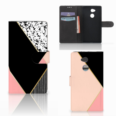 Sony Xperia XA2 Ultra Bookcase Zwart Roze Vormen