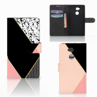 Sony Xperia XA2 Ultra Bookcase Zwart Roze Vormen - thumbnail