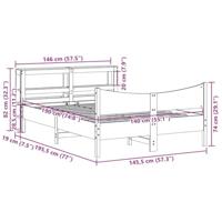 Bedframe met hoofdbord massief grenenhout wit 140x190 cm - thumbnail