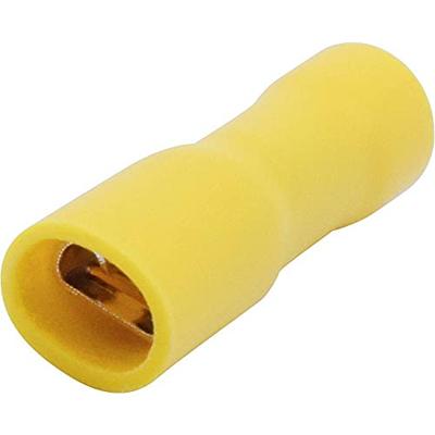 TRU COMPONENTS T1904C119 Assortiment platte stekkers (female) Insteekbreedte: 6.30 mm Insteekdikte: 0.80 mm 180 ° Volledig geïsoleerd Geel 15 stuk(s)