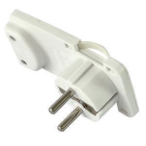 EDM Randaarde stekker haaks plat wit - 6141350