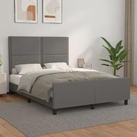 Bedframe met hoofdbord kunstleer grijs 140x200 cm - thumbnail