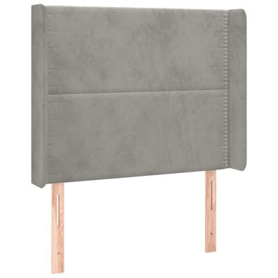 Hoofdbord met randen 163x16x78/88 cm fluweel lichtgrijs