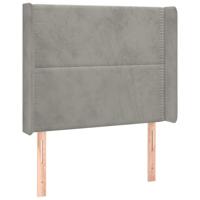 Hoofdbord met randen 203x16x118/128 cm fluweel lichtgrijs - thumbnail