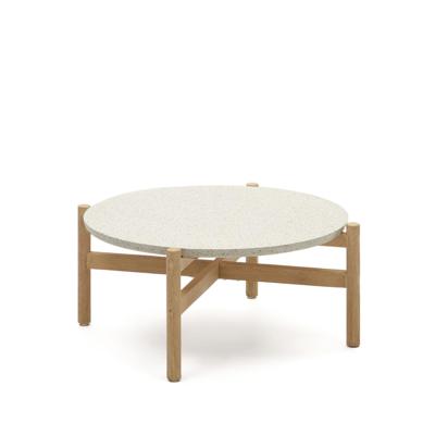 Kave Home Ronde Salontafel 'Pola' Eucalyptushout en Terrazzo, 88cm