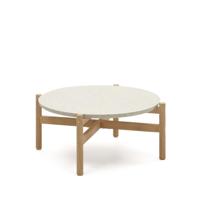 Kave Home Ronde Salontafel 'Pola' Eucalyptushout en Terrazzo, 88cm - thumbnail