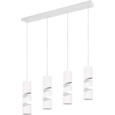LED Hanglamp - Trion Meser - GU10 Fitting - 4-lichts - Rechthoek - IP20 - Mat Wit - Metaal