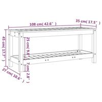 Tuinbank 108x35x45 cm massief grenenhout wit - thumbnail