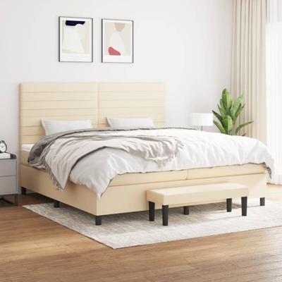 Boxspring met matras stof crèmekleurig 200x200 cm
