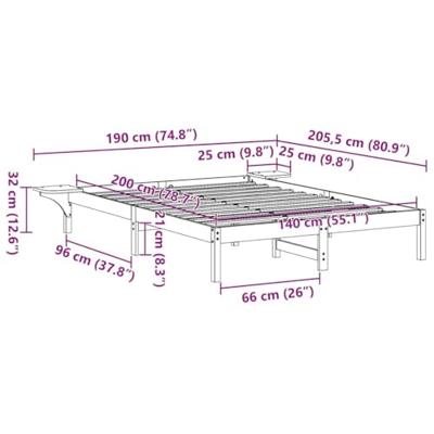 Bedframe met nachttafels Wit 140 x 200 cm Wit Bedframe met nachttafels Wit 140 x 200 cm Wit