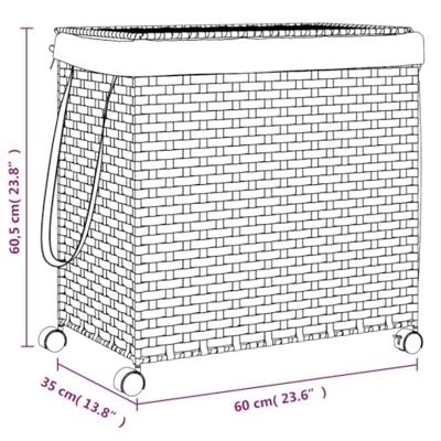 Wasmand op wielen 60x35x60,5 cm rattan grijs