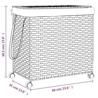 Wasmand op wielen 60x35x60,5 cm rattan grijs - thumbnail