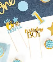 Taart Topper Birthday Boy Gold - thumbnail