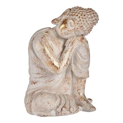 Decoratief tuinfiguur Ibergarden Wit Gouden Polyresin 28,5 x 43,5 x 37 cm Boeddha