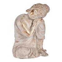 Decoratief tuinfiguur Boeddha Wit/Goud Polyresin (28,5 x 43,5 x 37 cm) - thumbnail