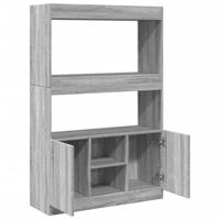 Hoge kast 92x33x140 cm bewerkt hout grijs sonoma eikenkleurig - thumbnail