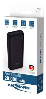 Ansmann PB212 Powerbank 10000 mAh Smart IC LiPo Micro-USB, USB-C, USB Zwart Statusweergave Ansmann PB212 Powerbank 10000 mAh Smart IC LiPo Micro-USB, USB-C, USB Zwart Statusweergave
