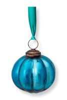Pip Studio Kerstbal Glas Blauw 7.5cm - thumbnail