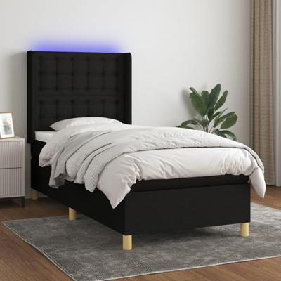 Boxspring met matras en LED stof zwart 90x190 cm