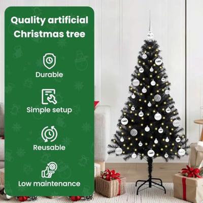 VidaXL Kerstboom met 150 led met standaard zwart 150 cm pvc VidaXL Kerstboom met 150 led met standaard zwart 150 cm pvc